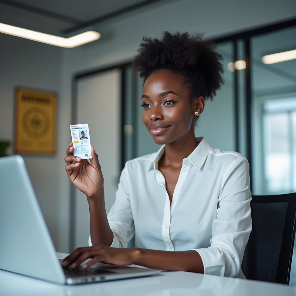 Person completing identity verification process on a laptop for KYC compliance