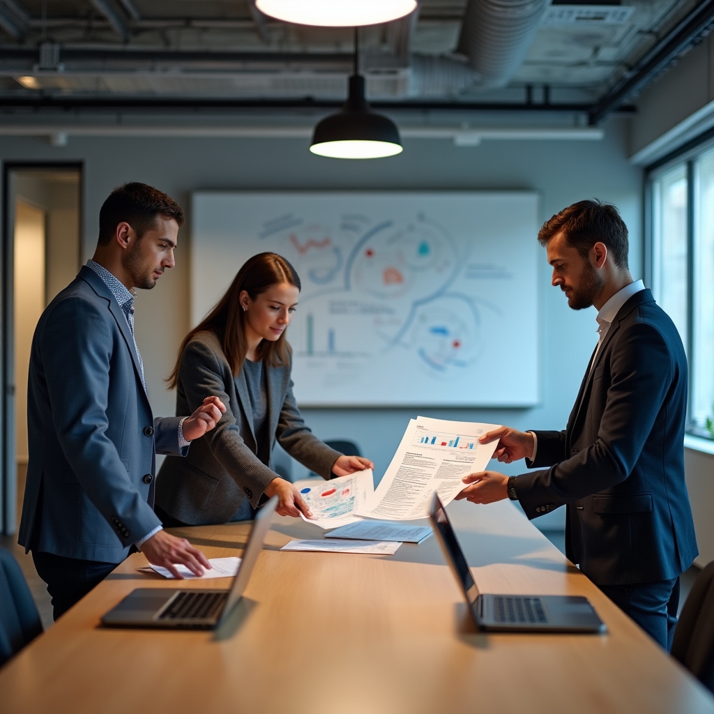 BlueMesa Exchange compliance team reviewing regulatory documentation in a professional office setting